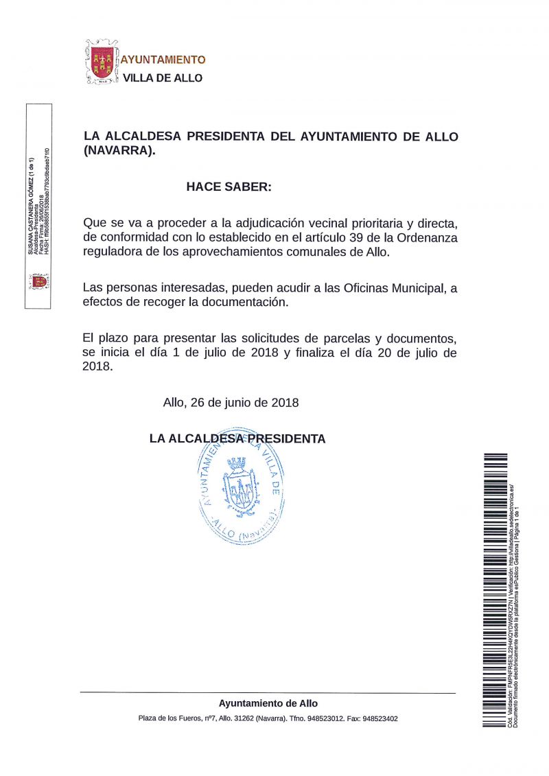 Bando Parcelas comunales