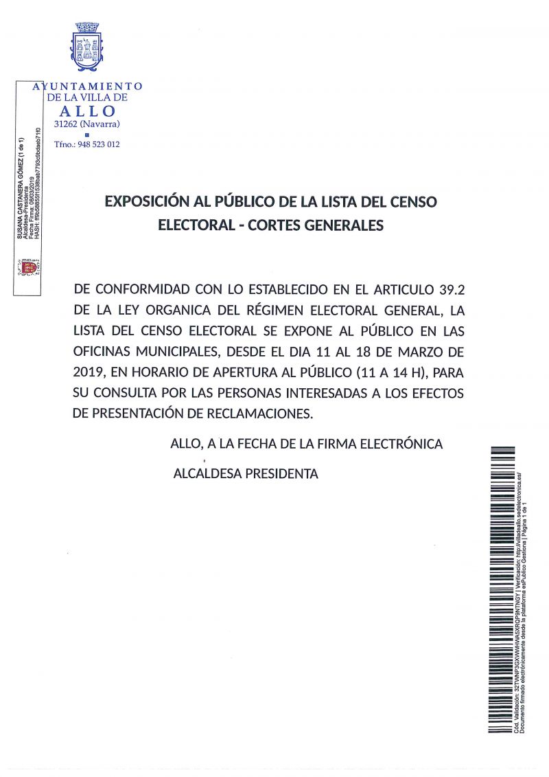EXPOSICIÓN LISTAS CENSO ELECTORAL