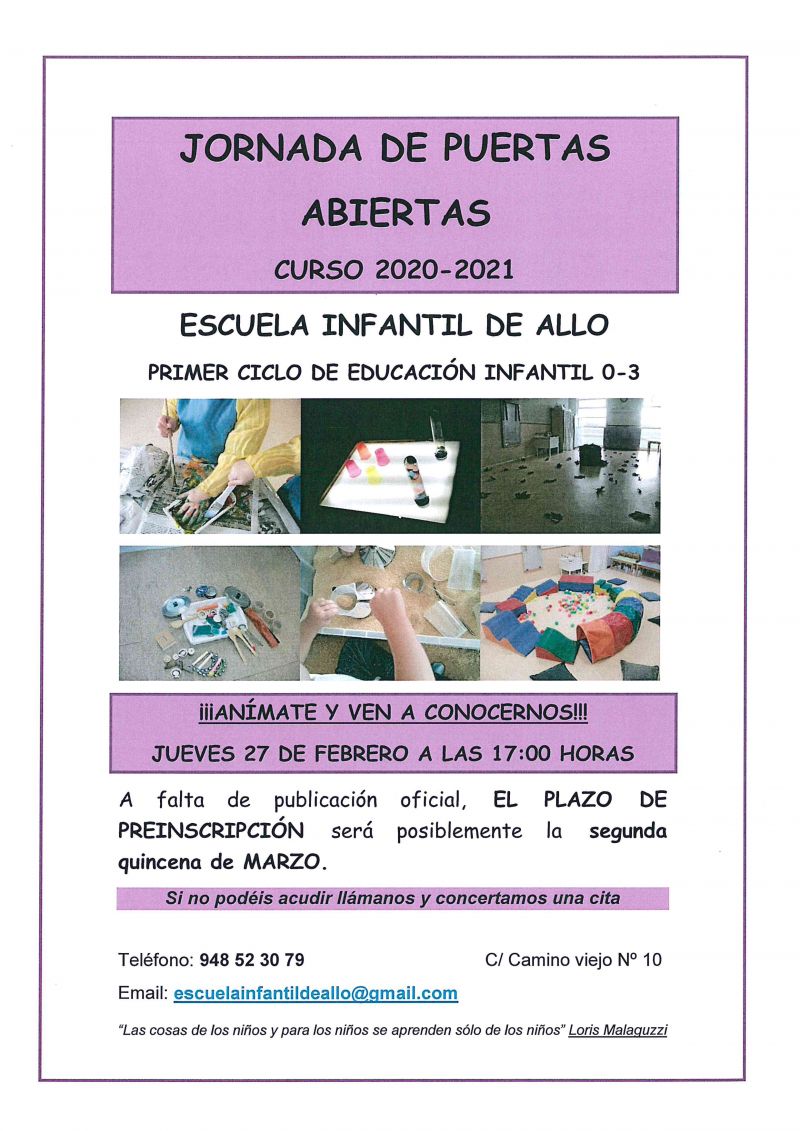ESCUELA INFANTIL DE ALLO - JORNADA PUERTAS ABIERTAS