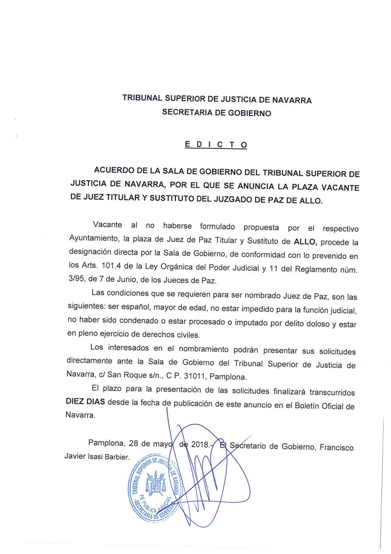 JUEZ DE PAZ TITULAR Y SUSTITUTO