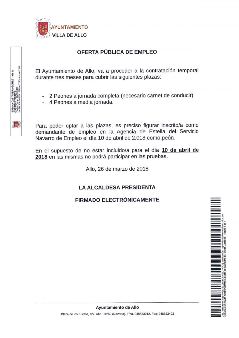 OFERTA PÚBLICA DE EMPLEO