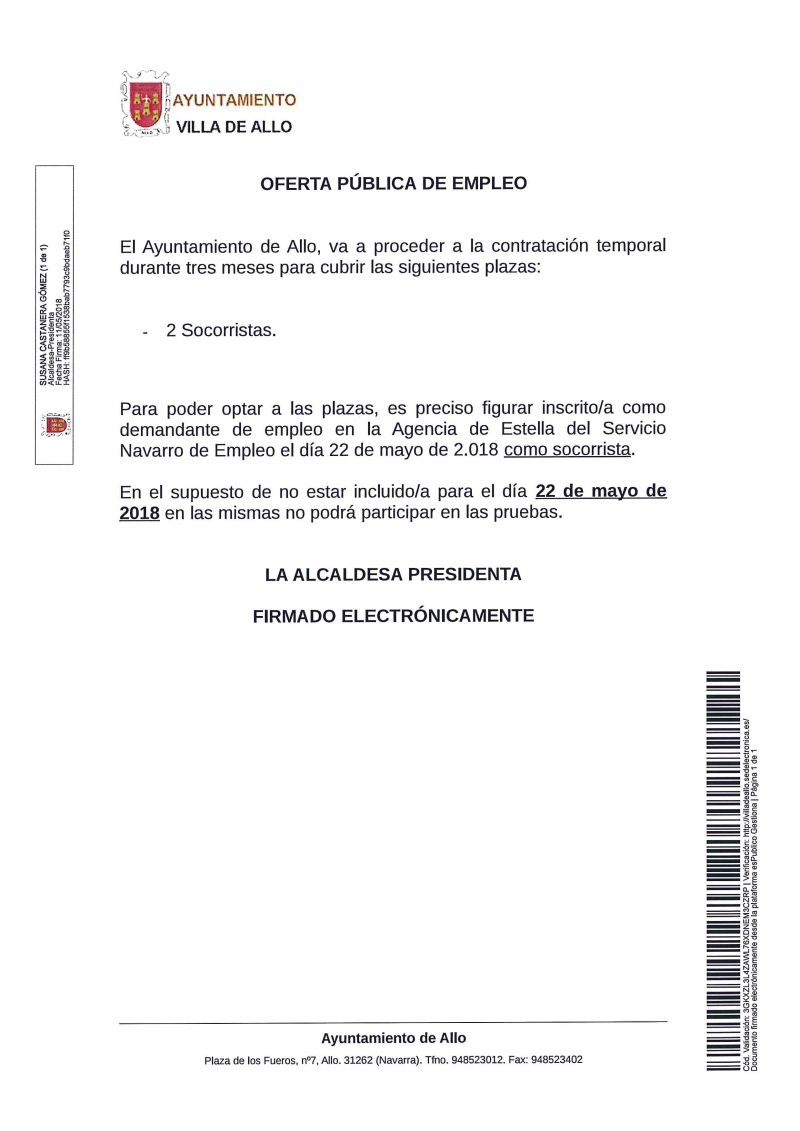 OFERTA PÚBLICA DE EMPLEO