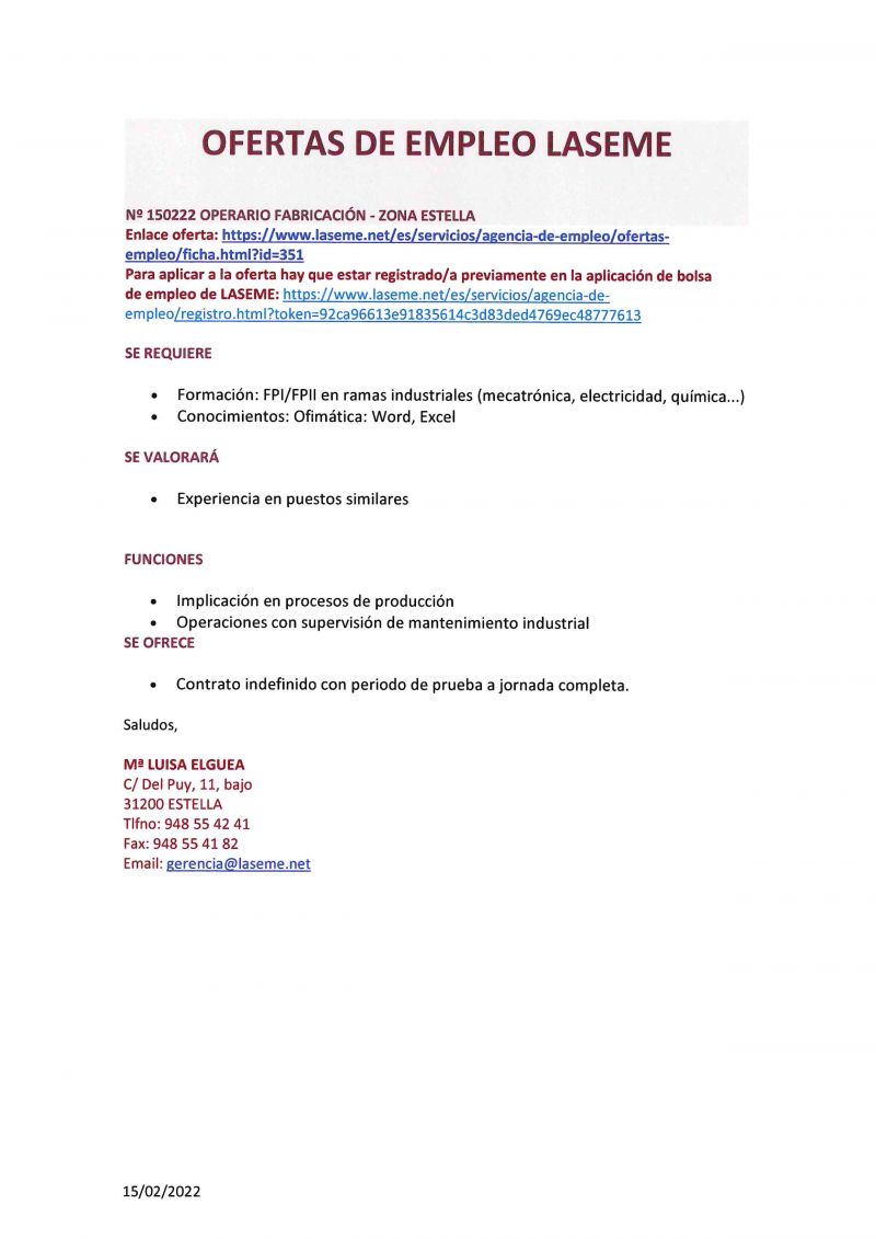 OFERTAS DE EMPLEO