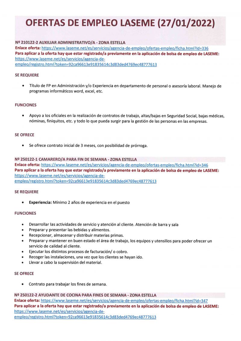 OFERTAS DE EMPLEO LASEME