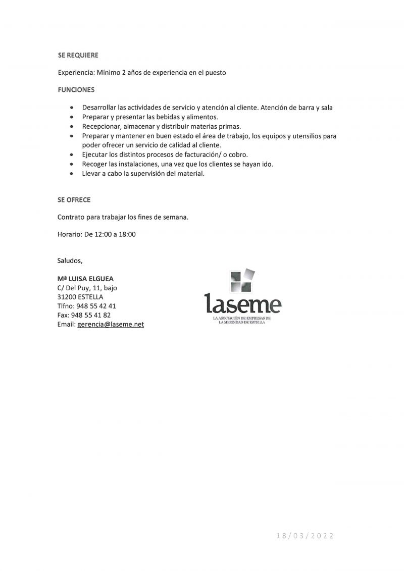 OFERTA DE EMPLEO LASEME