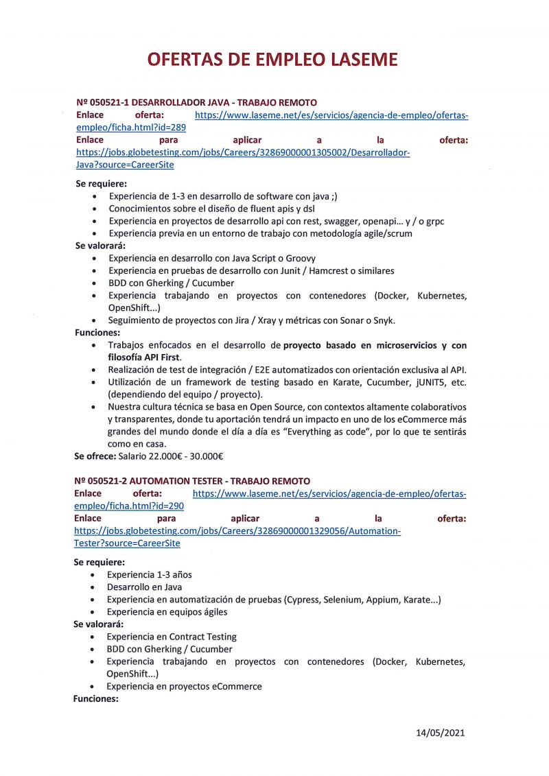 OFERTAS DE EMPLEO
