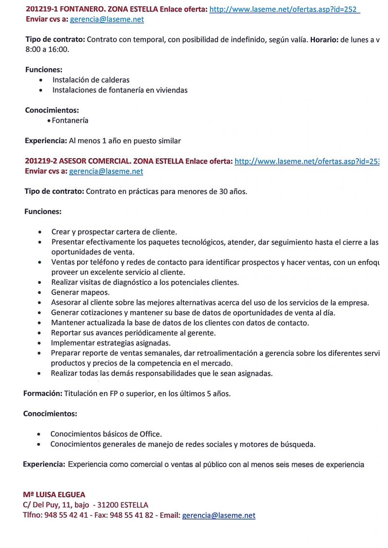 OFERTAS DE EMPLEO
