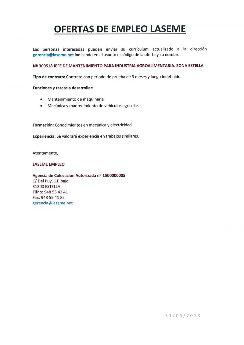OFERTAS DE EMPLEO LASEME