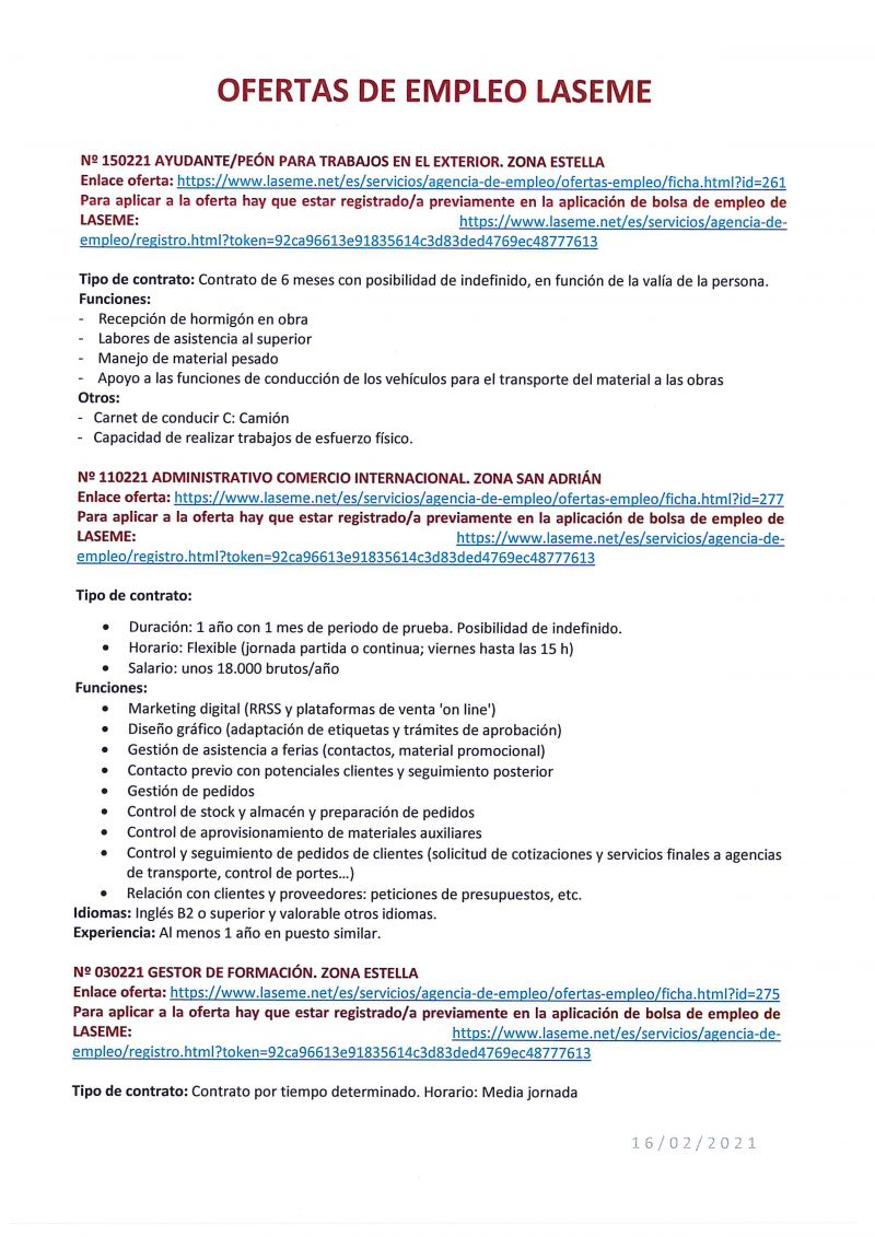OFERTAS EMPLEO LASEME