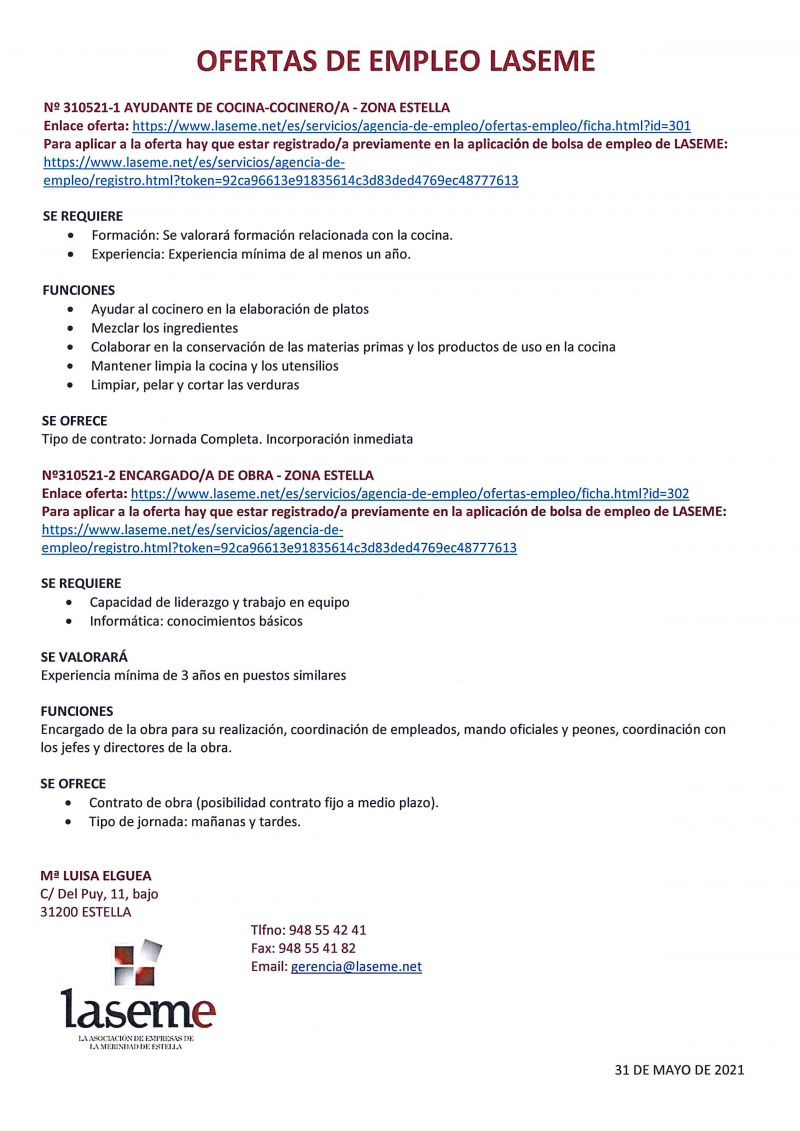 OFERTAS DE EMPLEO