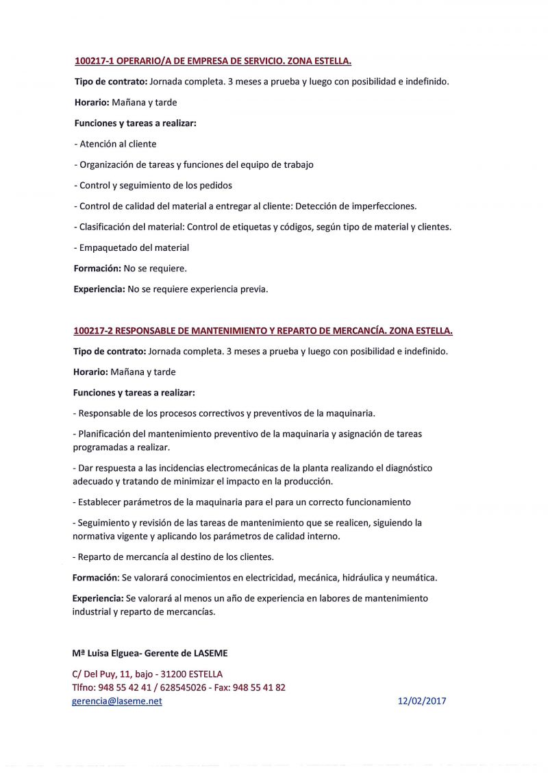 OFERTAS DE EMPLEO LASEME
