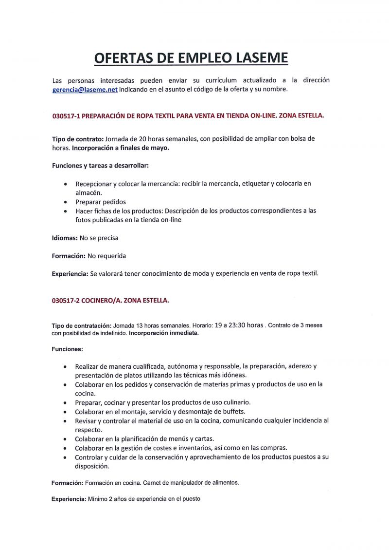 OFERTAS DE EMPLEO LASEME
