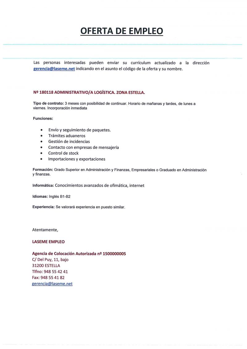 OFERTA DE EMPLEO