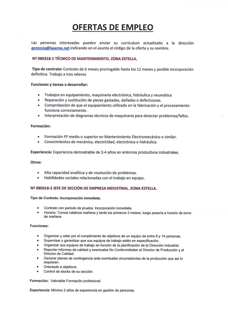 OFERTA DE EMPLEO