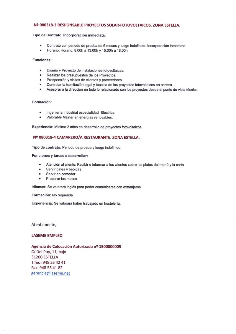OFERTA DE EMPLEO