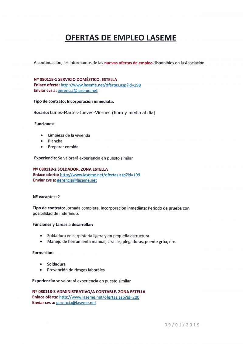 OFERTAS DE EMPLEO LASEME