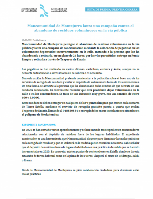 Campaña Mancomunidad Voluminosos