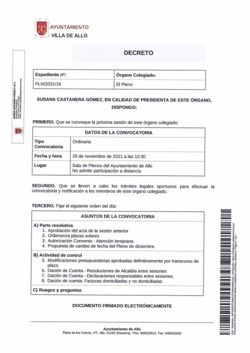CONVOCATORIA A SESIÓN
