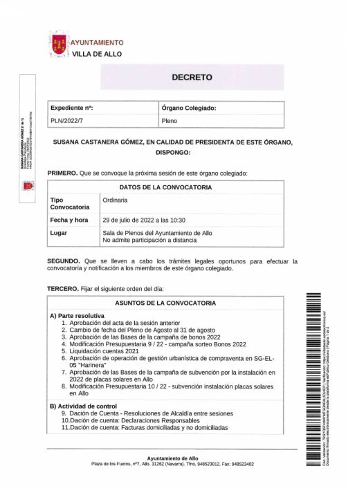 CONVOCATORIA SESIÓN PLENARIA