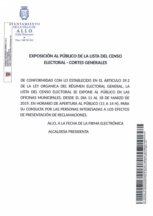 EXPOSICIÓN LISTAS CENSO ELECTORAL