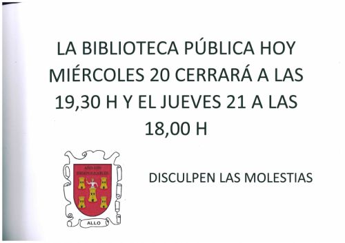 HORARIO BIBLIOTECA