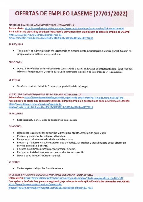 OFERTAS DE EMPLEO LASEME