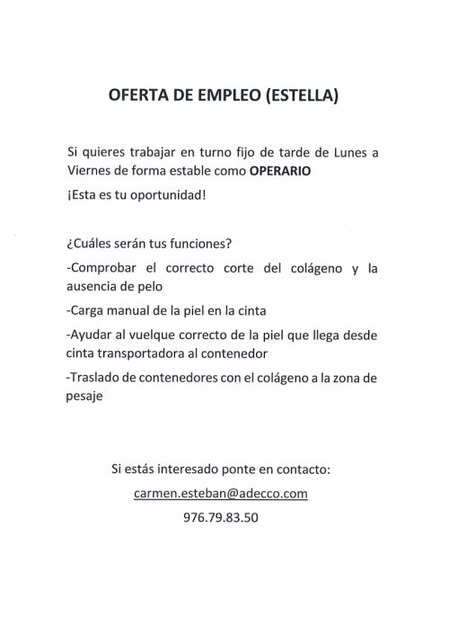 OFERTA EMPLEO ADECCO - OPERARIO
