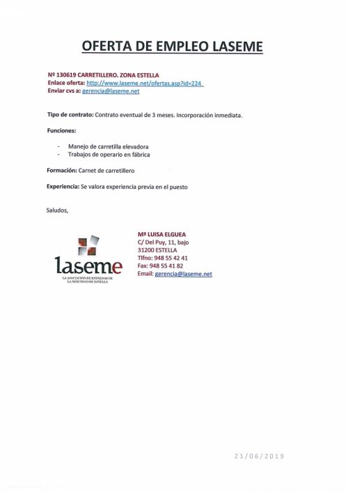 OFERTAS DE EMPLEO LASEME