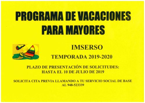 PROGRAMA DE VACACIONES PARA MAYORES - IMSERSO