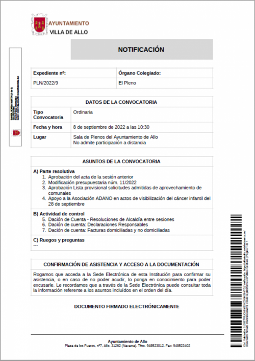 CONVOCATORIA SESIÓN PLENARIA