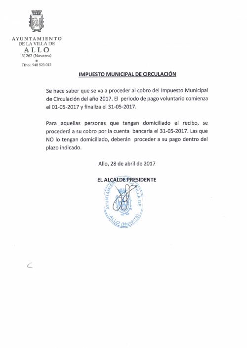 IMPUESTO MUNICIPAL DE CIRCULACIÓN