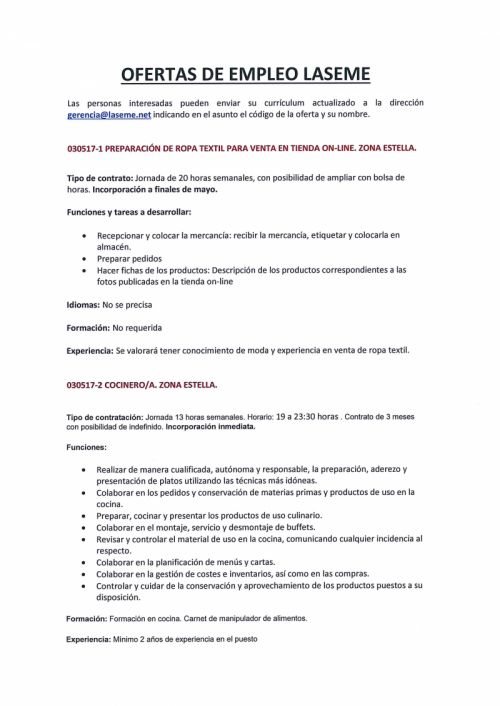 OFERTAS DE EMPLEO LASEME