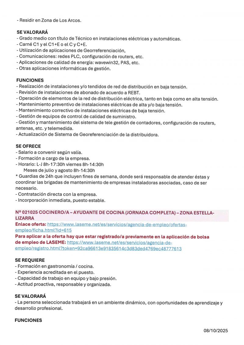 OFERTA DE EMPLEO LASEME